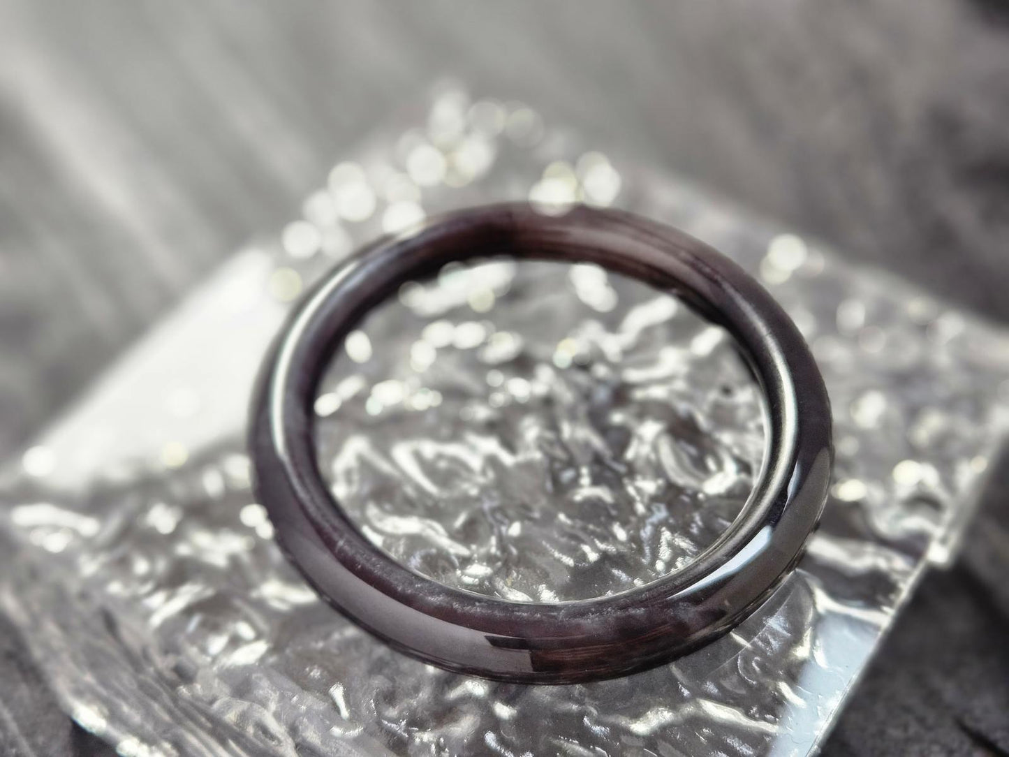 (Sold) Certified 100% Natural Grade A Hetian Nephrite Black Jade Bangle Size 55mm