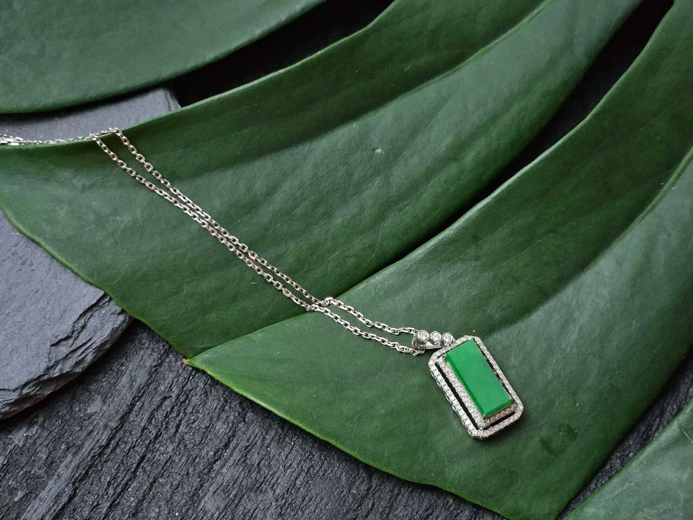 100% Natural High Quality Grade A Burma Green Jadeite 18K Gold and Diamonds