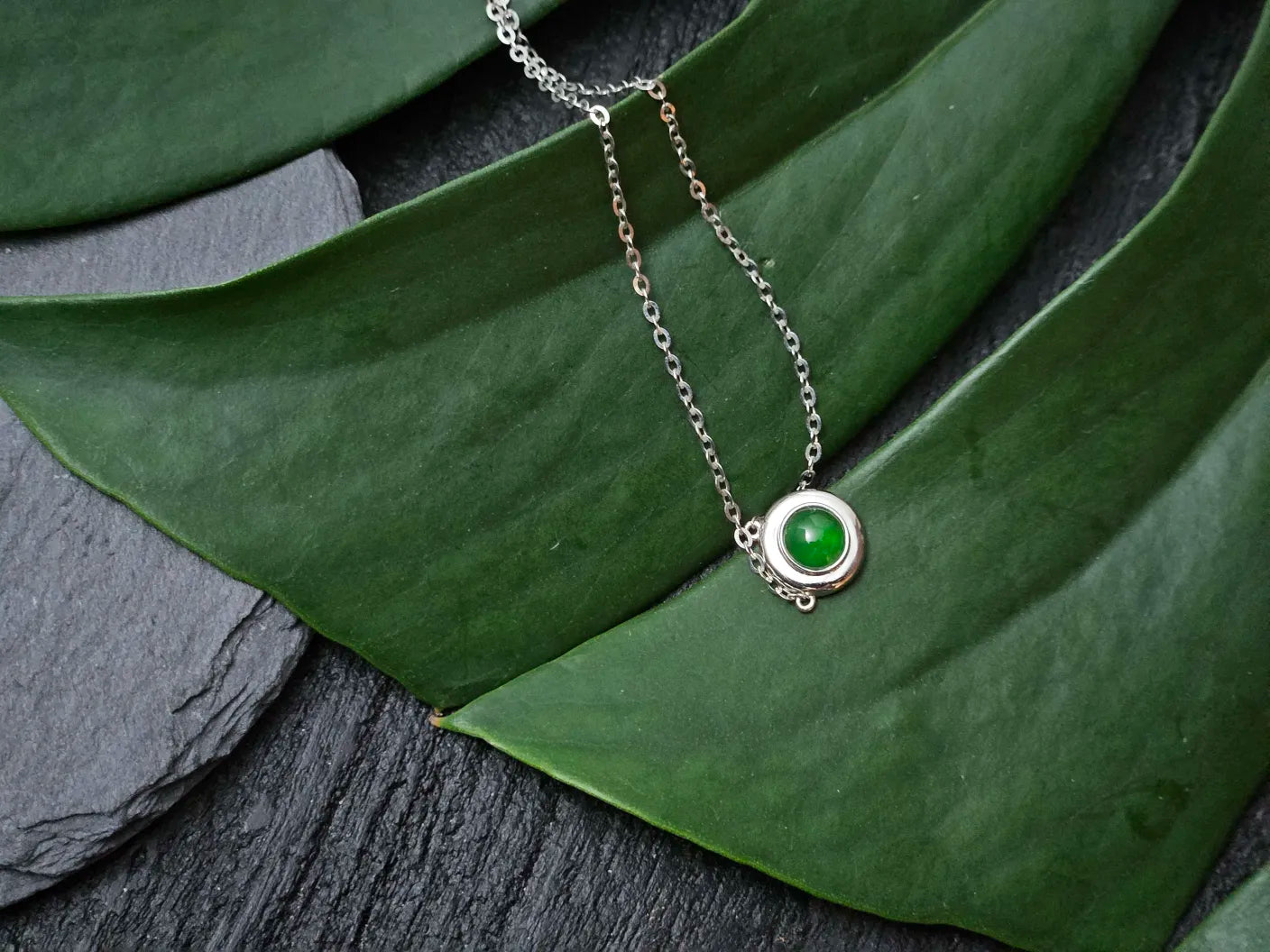 100% Natural Grade A Burma Jadeite With 18K White Gold Necklace