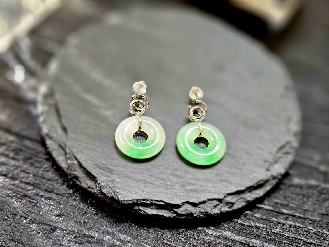 Certified Multifunction Use Grade A Burma Jadeite With 18K Gold and Diamonds Jadeite Earrings, Bracelet or Necklace