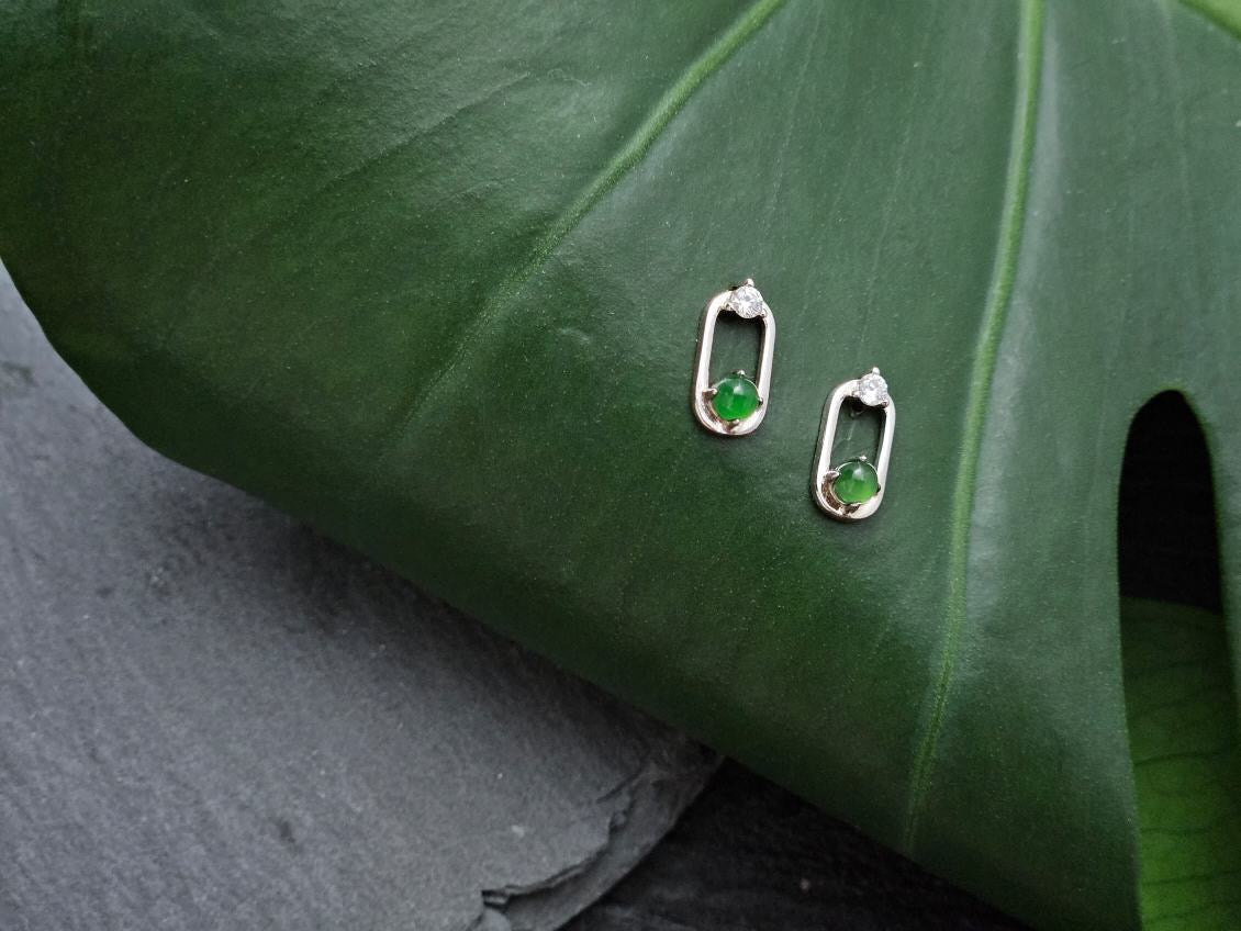 100% Natural Grade A Guatemala Jadeite Jade Earrings s925 Silver