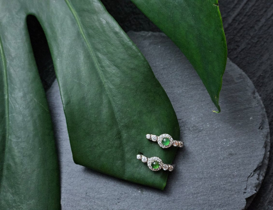 100% Natural Grade A Guatemala Green Jadeite s925 Silver Earrings