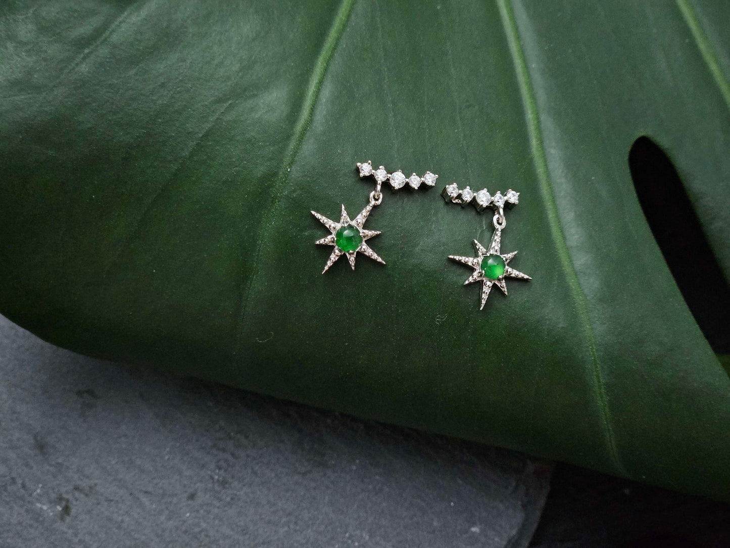 100% Natural Grade A Guatemala Green Jadeite s925 Silver earrings