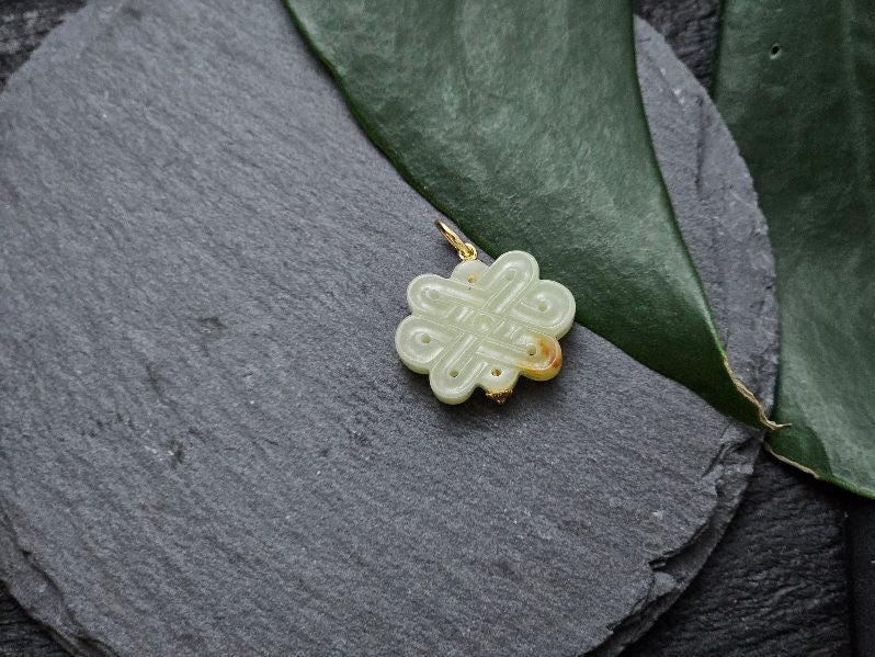 Certified 100% Natural Grade A Hetian Nephrite White Jade Pendant with 18K Gold (Each $380)