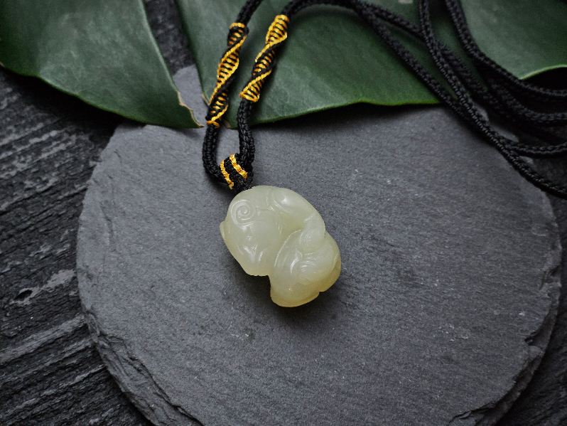 Certified 100% Natural White Hetian Jade Rat Pendant Necklace